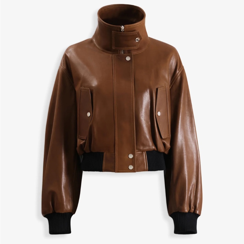 NWT Nour Hammour Briar leather jacket Praline, Small